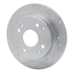 Acura CL Brake Rotor (1) - Rear Left - R1 Concepts - Drilled & Slotted - Silver - `98-`02